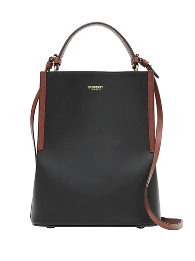 Shop Burberry Women's Small Peggy Leather Bucket Bag In Black