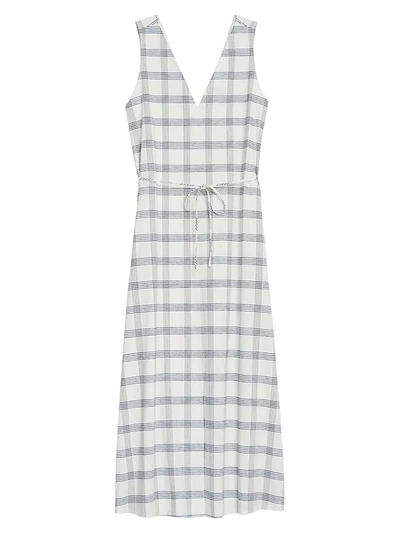 Shop Theory Plaid V-neck Maxi Dress In Ivory Multi