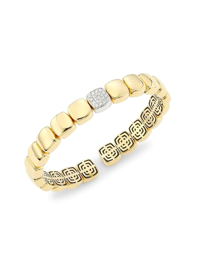 Shop Alberto Milani Women's Via Senato 18k Gold & Diamond Square-link Bangle Bracelet