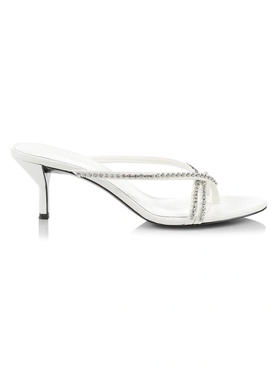 Shop 3.1 Phillip Lim / フィリップ リム Women's Kiddie Crystal-embellished Leather Thong Sandals In White
