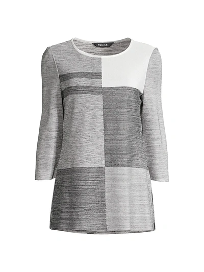 Shop Misook Women's Colorblock Knit Tunic In New Ivory Black