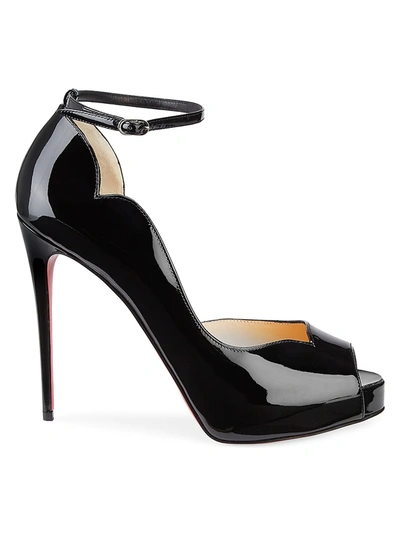 Shop Christian Louboutin Women's Chick Patent Leather Ankle-strap Pumps In Black
