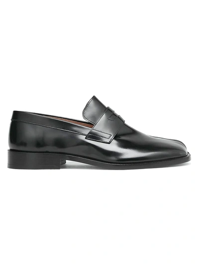 Shop Maison Margiela Tabi Advocate Split-toe Leather Penny Loafers In Black