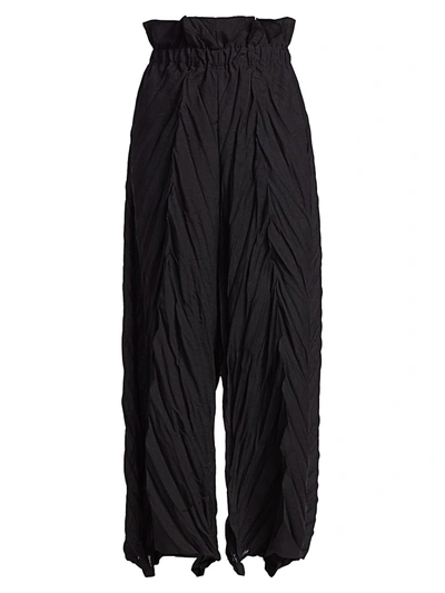 Shop Issey Miyake Women's Tectorum Pleated Culotte Pants In Black