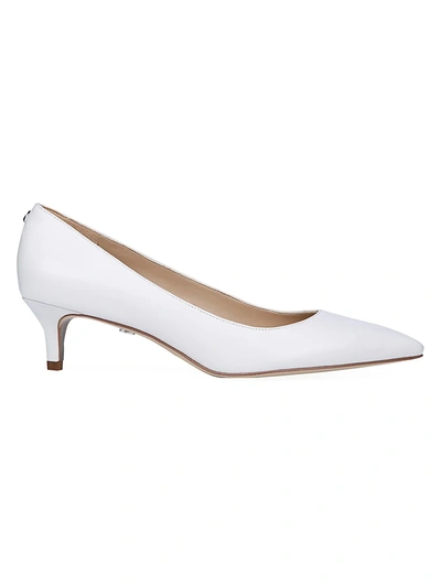 Shop Sam Edelman Women's Dori Leather Kitten-heel Pumps In Bright White