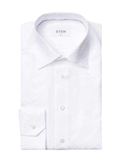 Shop Eton Men's Slim-fit White Floral Jacquard Dress Shirt