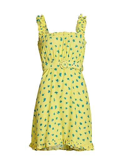 Shop Faithfull The Brand Mid Summer Mini Dress In Luda Floral Lemon