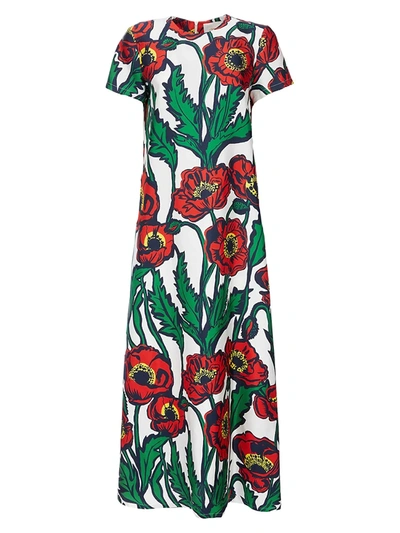 Shop La Doublej Women's Swing Floral Printed Maxi Dress In Big Blooms Bianco