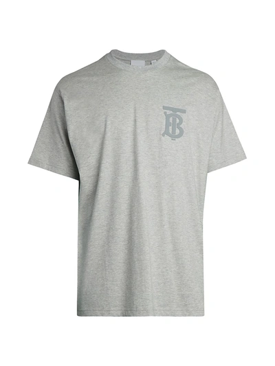 Shop Burberry Emerson Tb Monogram T-shirt In Pale Grey