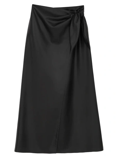 Shop Nanushka Amas Leather Midi Skirt In Black