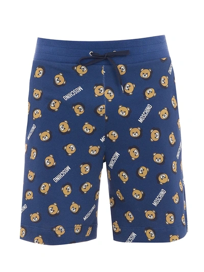 Shop Moschino Men's Home Teddy Printed Shorts In Blue Multi