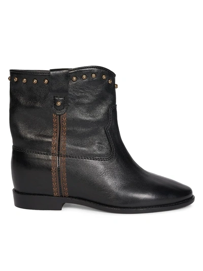 Shop Isabel Marant Women's Cluster Wide Leather Boots In Black
