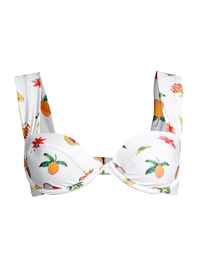 Shop Weworewhat Women's Claudia Fruit Print Wide-strap Bikini Top In White