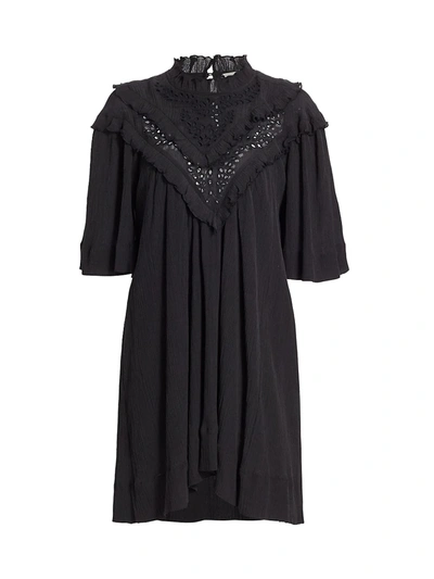 Shop Isabel Marant Étoile Inalio Ruffle Trim Shift Dress In Faded Black