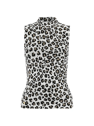 Shop Versace Sleeveless Leopard-print Knit Turtleneck In Leopardo Maculato