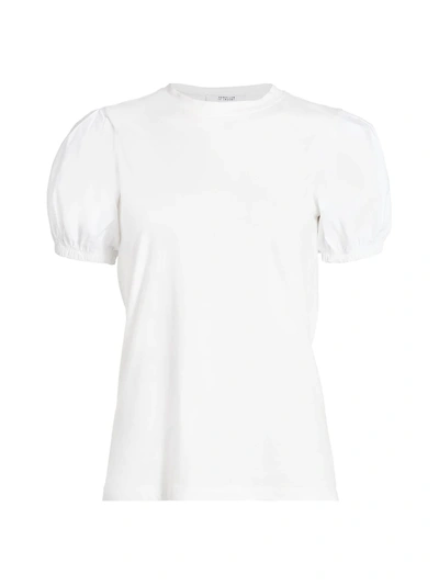 Shop Derek Lam 10 Crosby Women's Eva Puff-sleeve Cotton T-shirt In Optic White