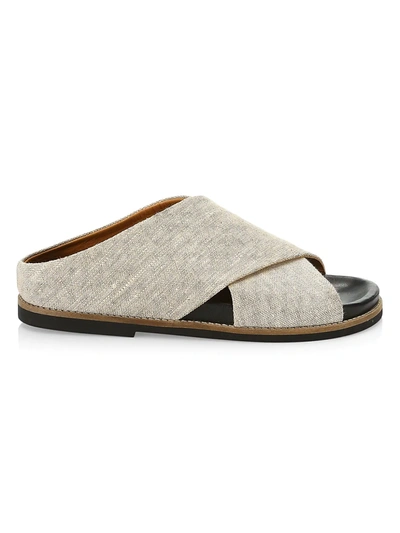 Shop Ganni Flat Linen Sandals
