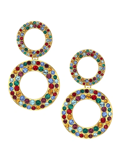 Shop Rebecca De Ravenel Women's 2-piece Tosca Multi Crystal Circle Drop Earrings In Gold