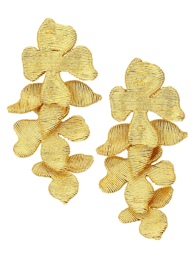 Shop Rebecca De Ravenel Women's 2-piece Blossom Emboridered Silk Drop Earrings In Gold