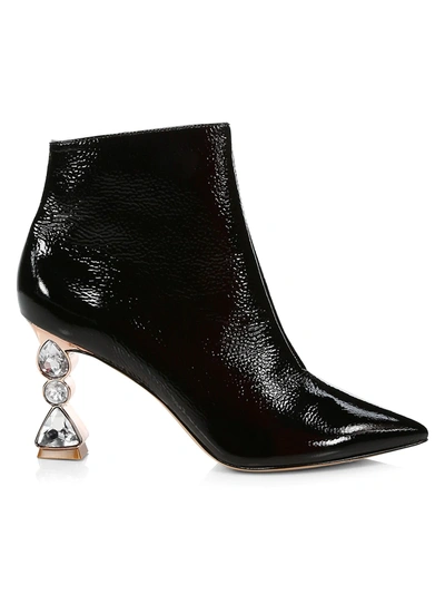 Shop Sophia Webster Women's Bijou Jewel-heel Patent Leather Ankle Boots In Black
