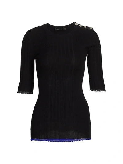 Shop Proenza Schouler Women's Silk & Cashmere-blend Ribbed Top In Black