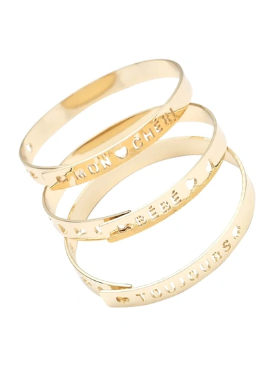 Shop Dannijo Hawna 3-piece Bangle Bracelet Set In Gold