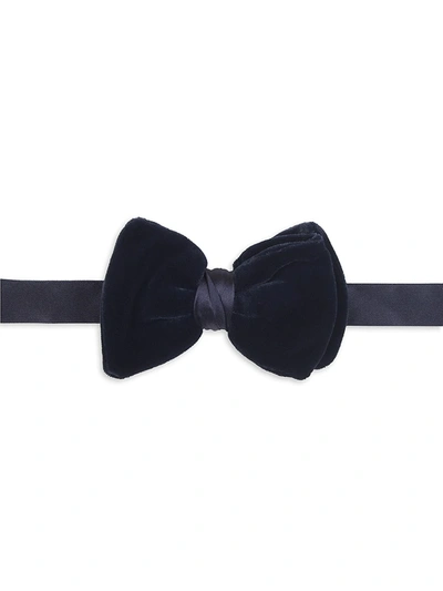 Shop Giorgio Armani Velvet Silk Bow Tie In Navy Blue