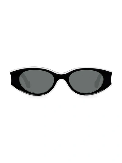 Shop Loewe Paula Ibiza 52mm Small Oval Sunglasses In Black