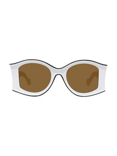 Shop Loewe Women's Paula Ibiza 52mm Large Round Sunglasses In Brown White