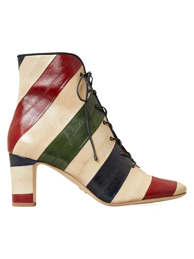 Shop Tory Burch Women's Vienna Colorblock Stripe Leather Ankle Boots In Eel Combo