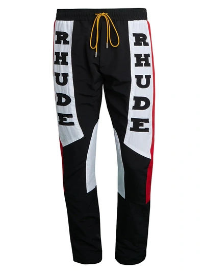 Shop Rhude Rhacing Logo Pants In Black White