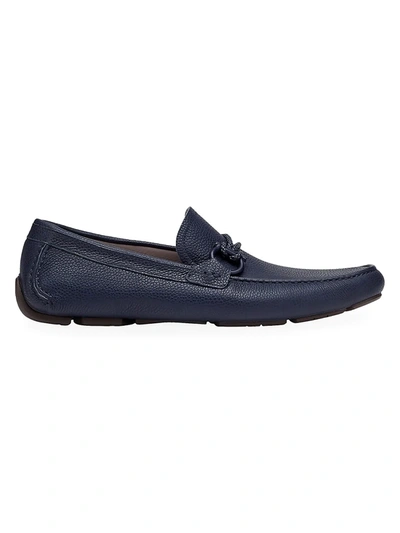 Shop Ferragamo Men's Front 4 Leather Driving Loafers In Blue Marine