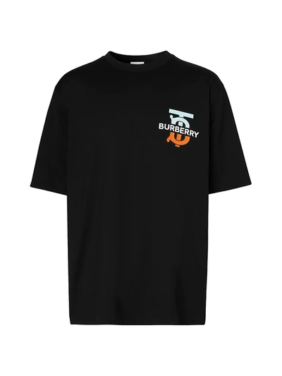 Shop Burberry Ganther Tb Cotton T-shirt In Black