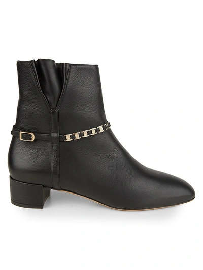 Shop Ferragamo Women's Tino Embellished Leather Ankle Boots In Nero
