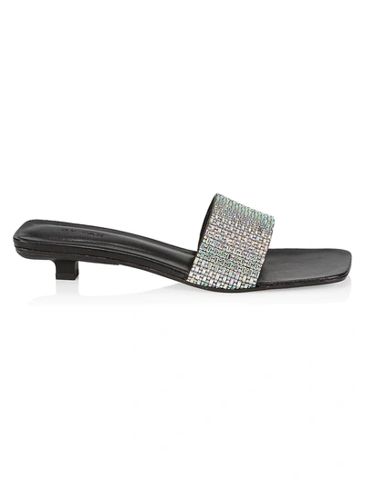 Shop By Far Women's Ceni Crystal Leather Mules In Black