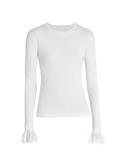 Shop Chloé Ribbed Wool Sweater In Eden White