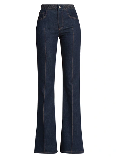 Shop Chloé Recycled Stretch-flare Jeans In Dark Night Blue