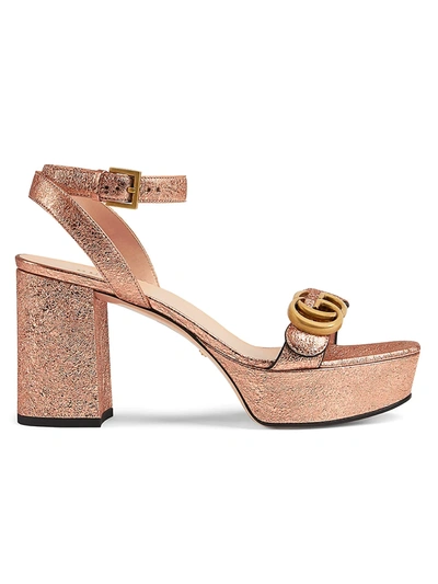 Shop Gucci Women's Platform Sandals With Double G In Salmone