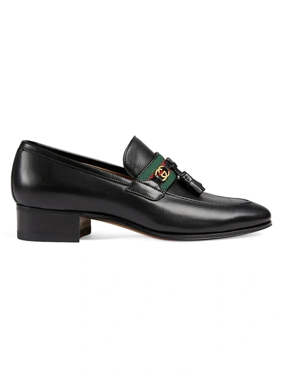 Shop Gucci Loafers With Web And Interlocking G In Black