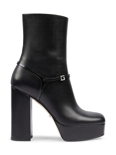 Shop Gucci Women's Leather Platform Boots In Nero