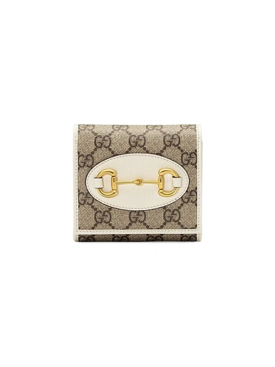 Shop Gucci 1955 Horsebit Card Case Wallet In Ebony White