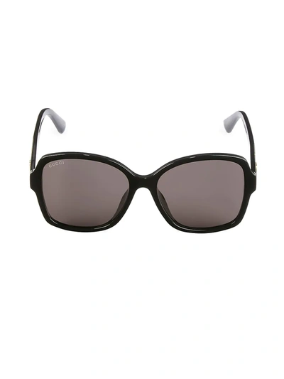 Shop Gucci Women's 57mm Rectangular Sunglasses In Black