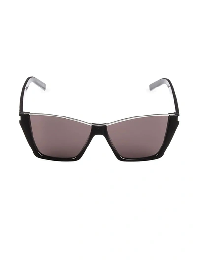 Shop Saint Laurent Kate 58mm Cat Eye Sunglasses In Black