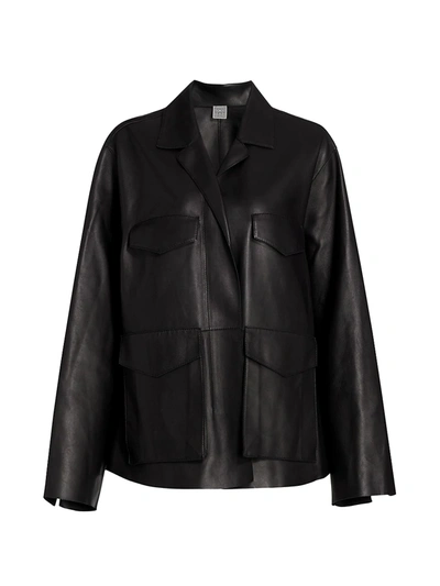 Shop Totême Women's Avignon Leather Jacket In Black