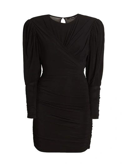 Shop Isabel Marant Ghita Draped Jersey Mini Dress In Black