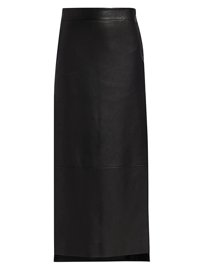 Shop Khaite Myla Leather Skirt In Black