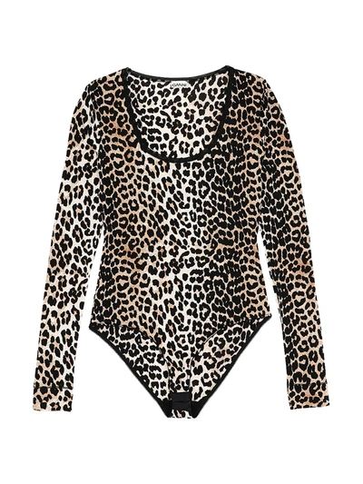 Shop Ganni Leopard Print Stretch Bodysuit