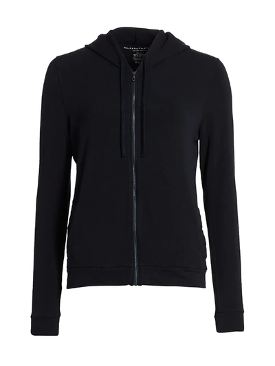 Shop Majestic Hooded Zip-up Sweatshirt In Black