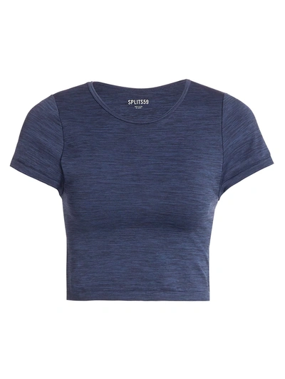 Shop Splits59 Women's Mila Seamless Short-sleeve Cropped Top In Heather Indigo