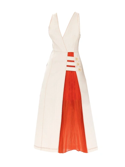 Shop Alexis Ilan Mixed-media Midi Dress In Ivory